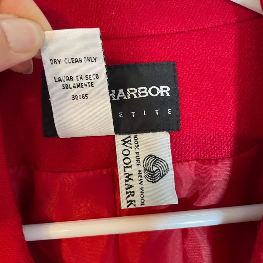 VTG Sag Harbor Petite Red Pure Wool Single Button Blazer Sz 16P Women's Holiday - Picture 3 of 7